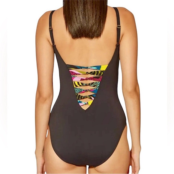 Bleu Rod Beattie Jungle Book Knotted Plunge One Piece Swimsuit SZ 6 NWT - Picture 3 of 6